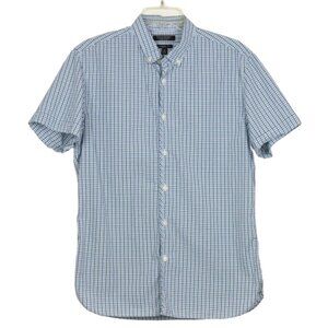 Banana Republic Men S Plaid Blue Green Emerald Cove Camden Fit Lightweight Shirt